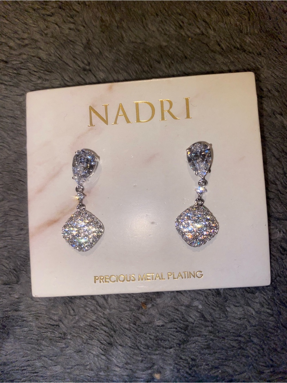 Nadri Silver Crystal Drop Earrings - Silver Sparkle